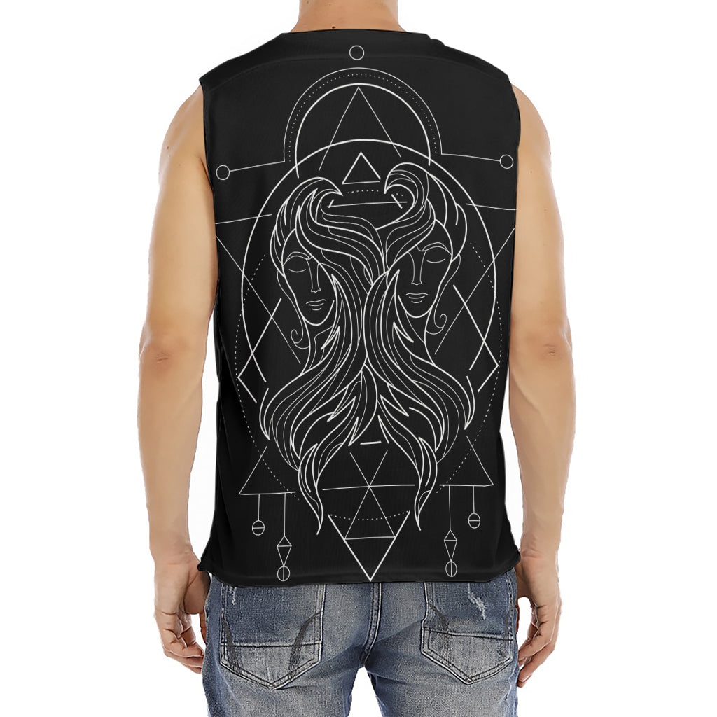 Black And White Gemini Sign Print Men's Fitness Tank Top