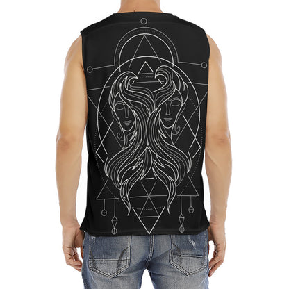 Black And White Gemini Sign Print Men's Fitness Tank Top