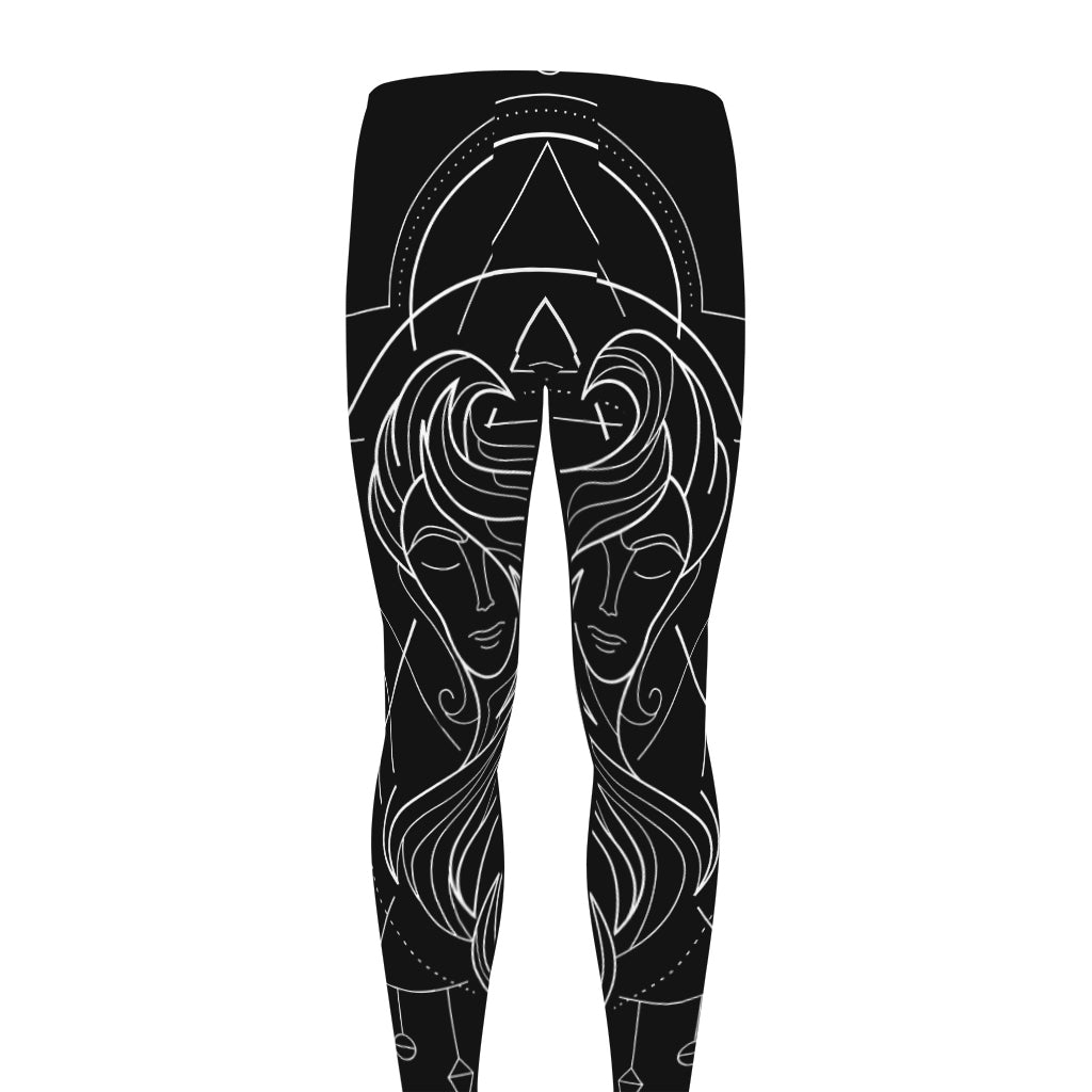 Black And White Gemini Sign Print Men's leggings