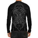 Black And White Gemini Sign Print Men's Long Sleeve Rash Guard