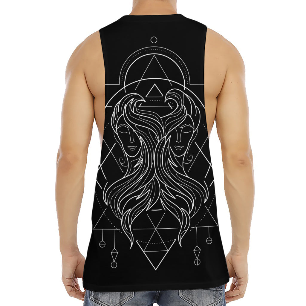 Black And White Gemini Sign Print Men's Muscle Tank Top