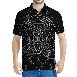 Black And White Gemini Sign Print Men's Polo Shirt