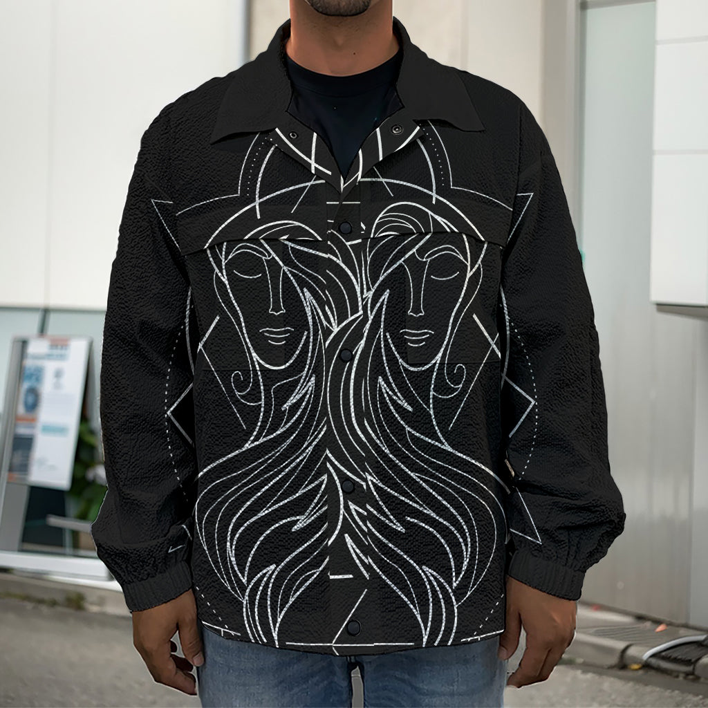 Black And White Gemini Sign Print Men's Shirt Jacket