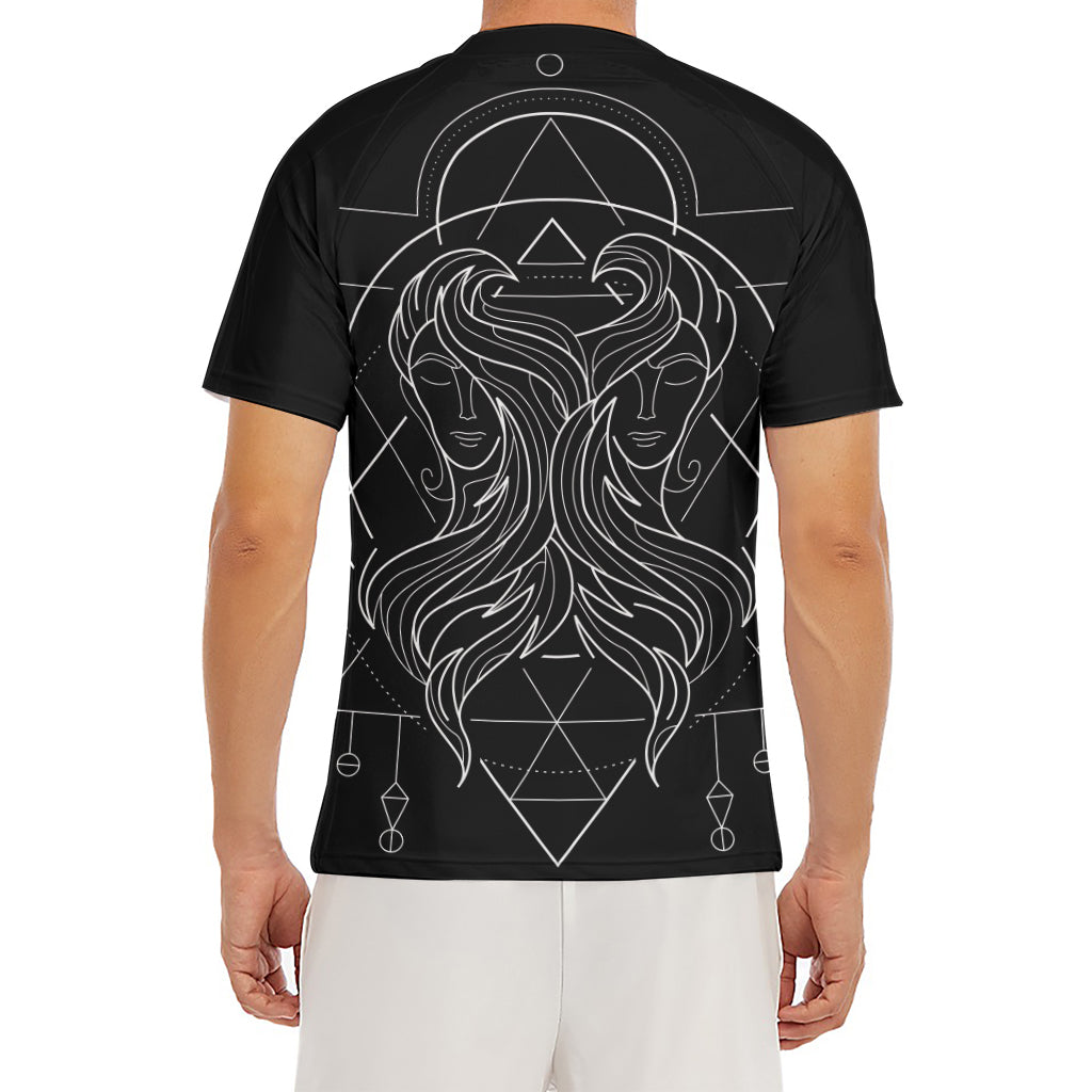 Black And White Gemini Sign Print Men's Short Sleeve Rash Guard