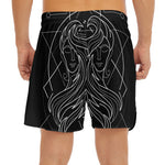 Black And White Gemini Sign Print Men's Split Running Shorts