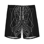 Black And White Gemini Sign Print Men's Sports Shorts