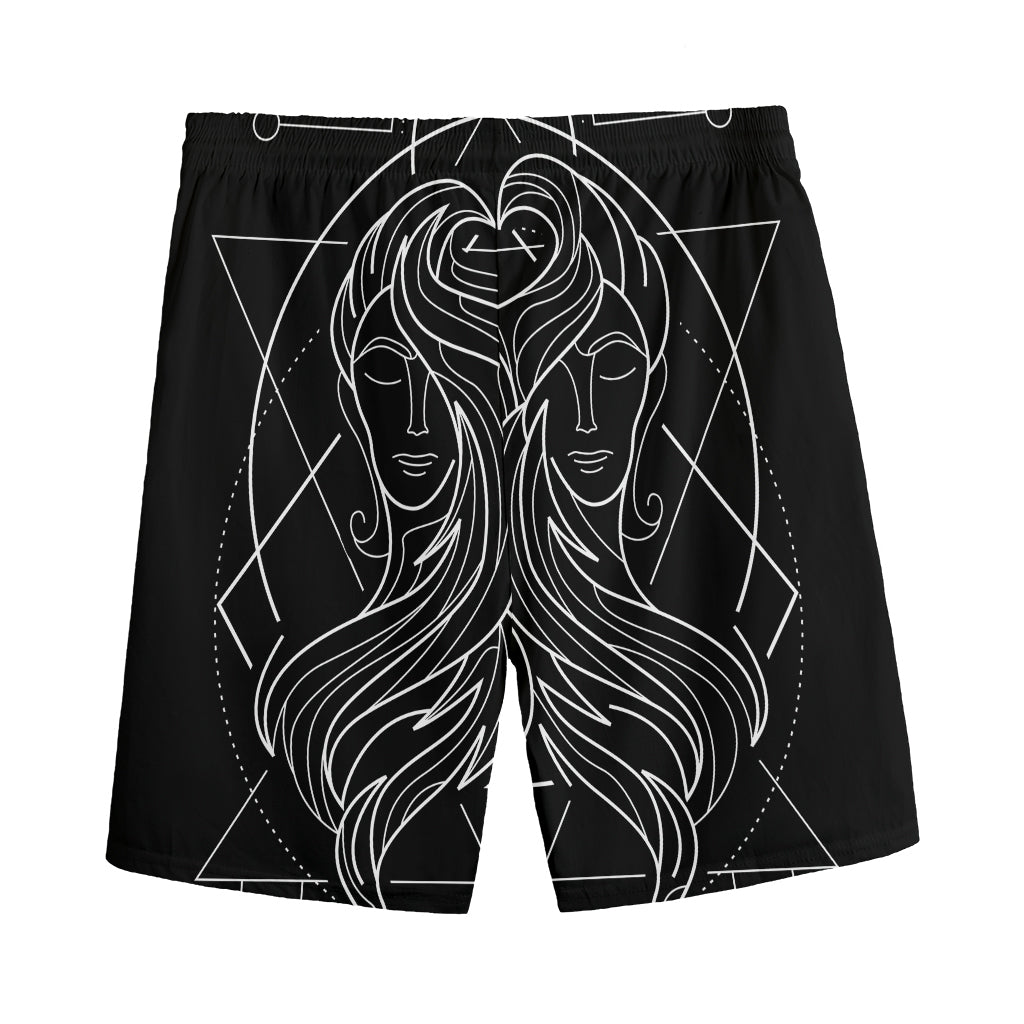 Black And White Gemini Sign Print Men's Sports Shorts