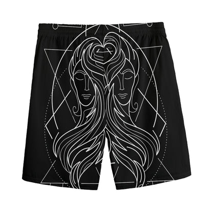 Black And White Gemini Sign Print Men's Sports Shorts