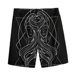 Black And White Gemini Sign Print Men's Sports Shorts