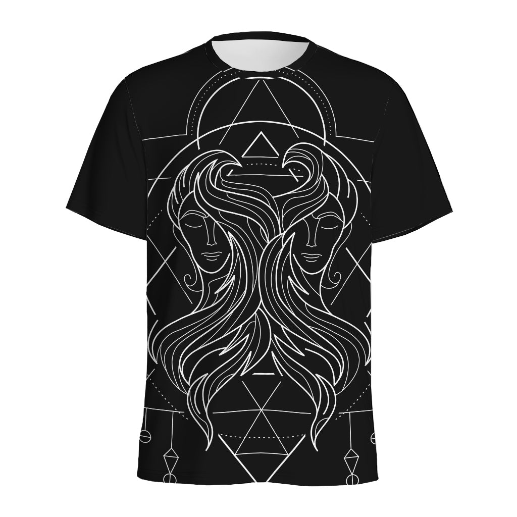 Black And White Gemini Sign Print Men's Sports T-Shirt