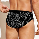 Black And White Gemini Sign Print Men's Swim Briefs