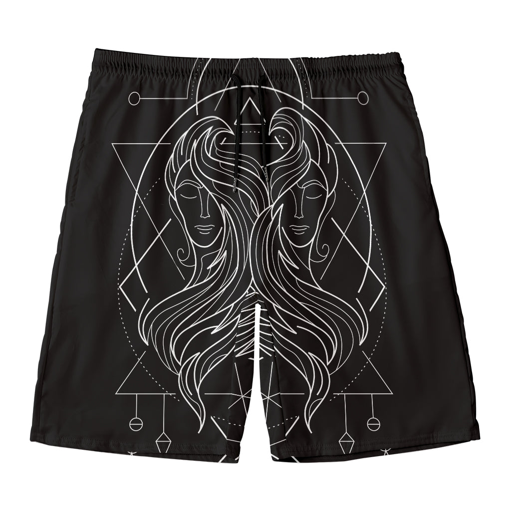 Black And White Gemini Sign Print Men's Swim Trunks