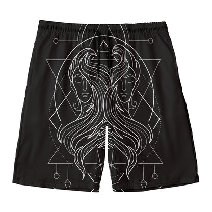 Black And White Gemini Sign Print Men's Swim Trunks