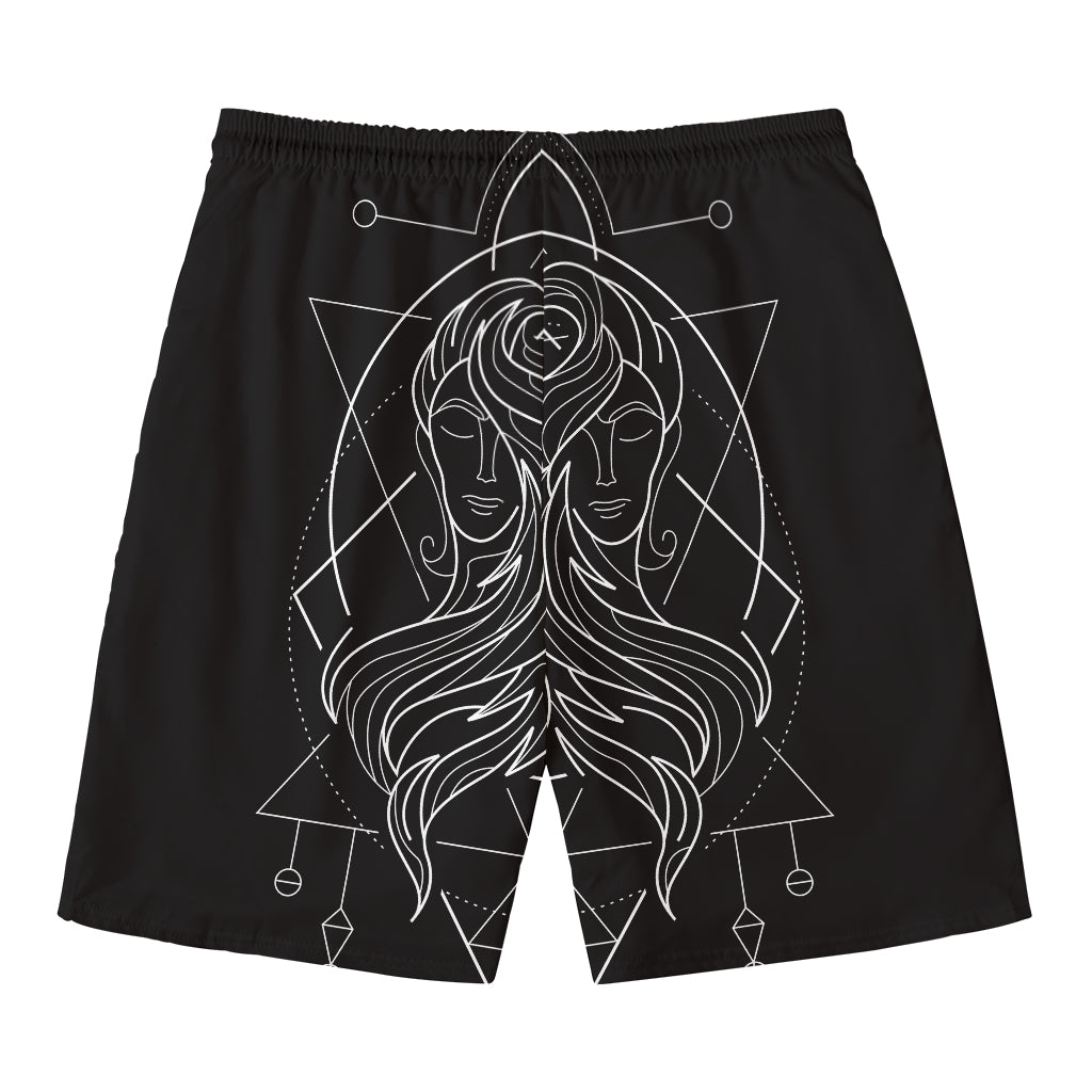 Black And White Gemini Sign Print Men's Swim Trunks