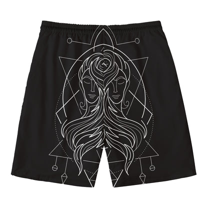Black And White Gemini Sign Print Men's Swim Trunks