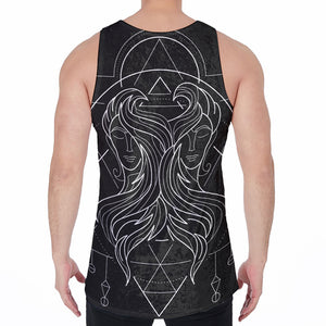 Black And White Gemini Sign Print Men's Velvet Tank Top