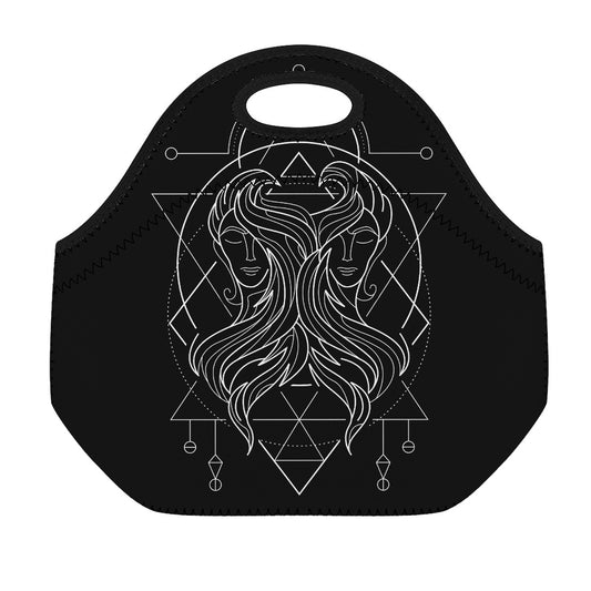 Black And White Gemini Sign Print Neoprene Lunch Bag