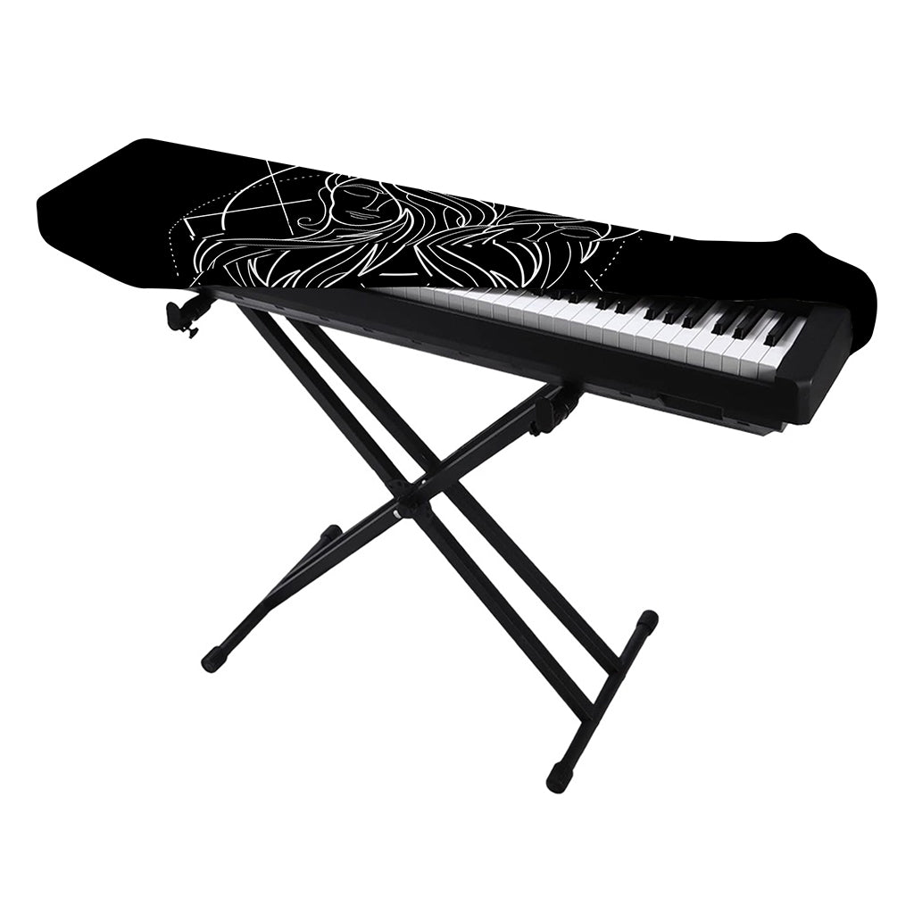 Black And White Gemini Sign Print Piano Keyboard Cover