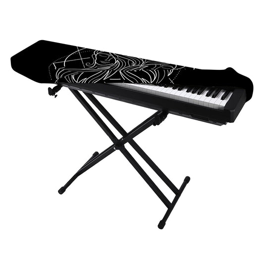 Black And White Gemini Sign Print Piano Keyboard Cover