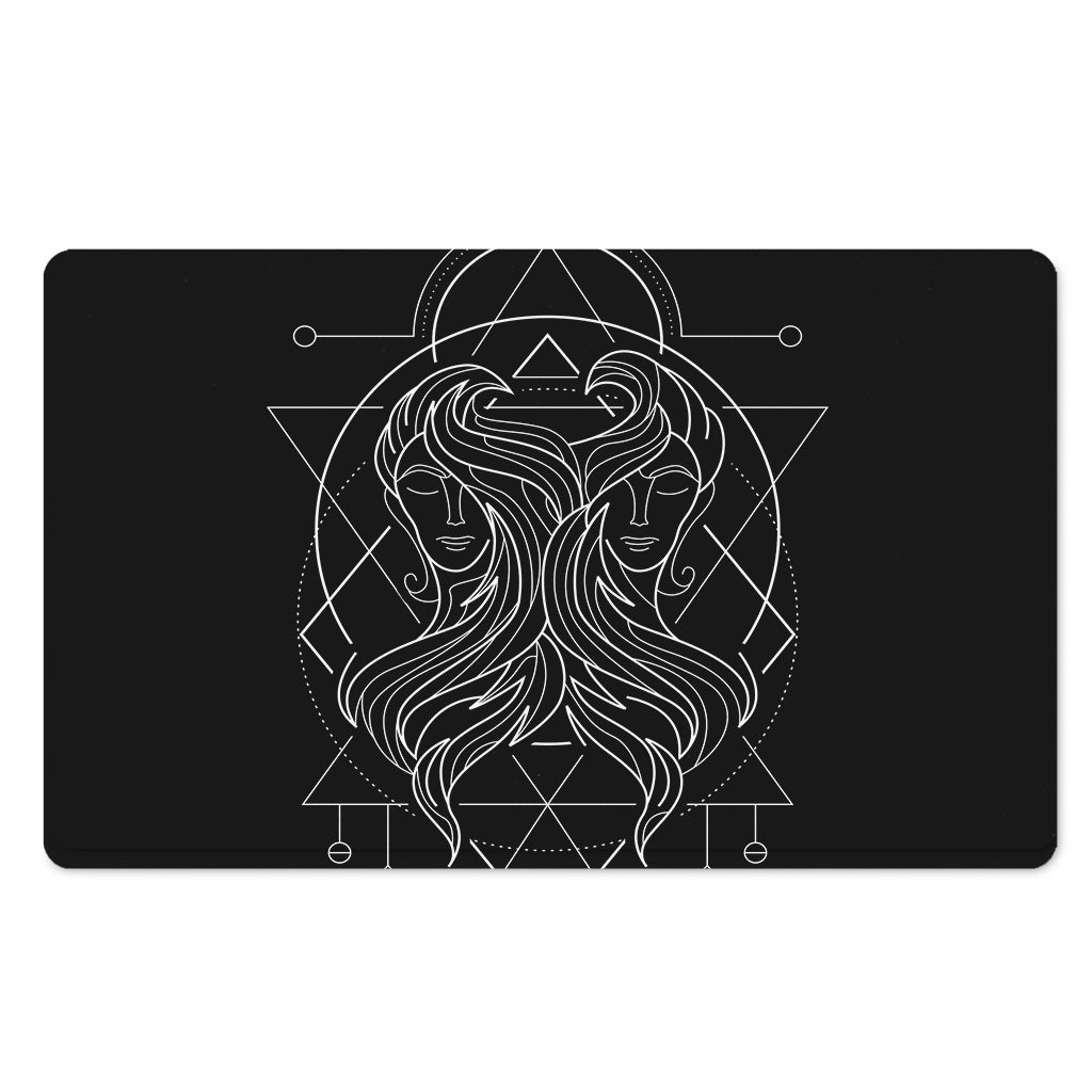 Black And White Gemini Sign Print Polyester Doormat