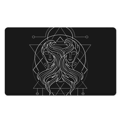 Black And White Gemini Sign Print Polyester Doormat