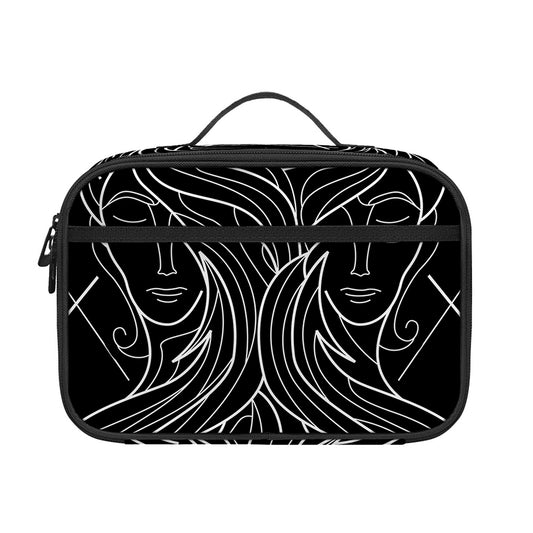 Black And White Gemini Sign Print Portable Lunch Bag