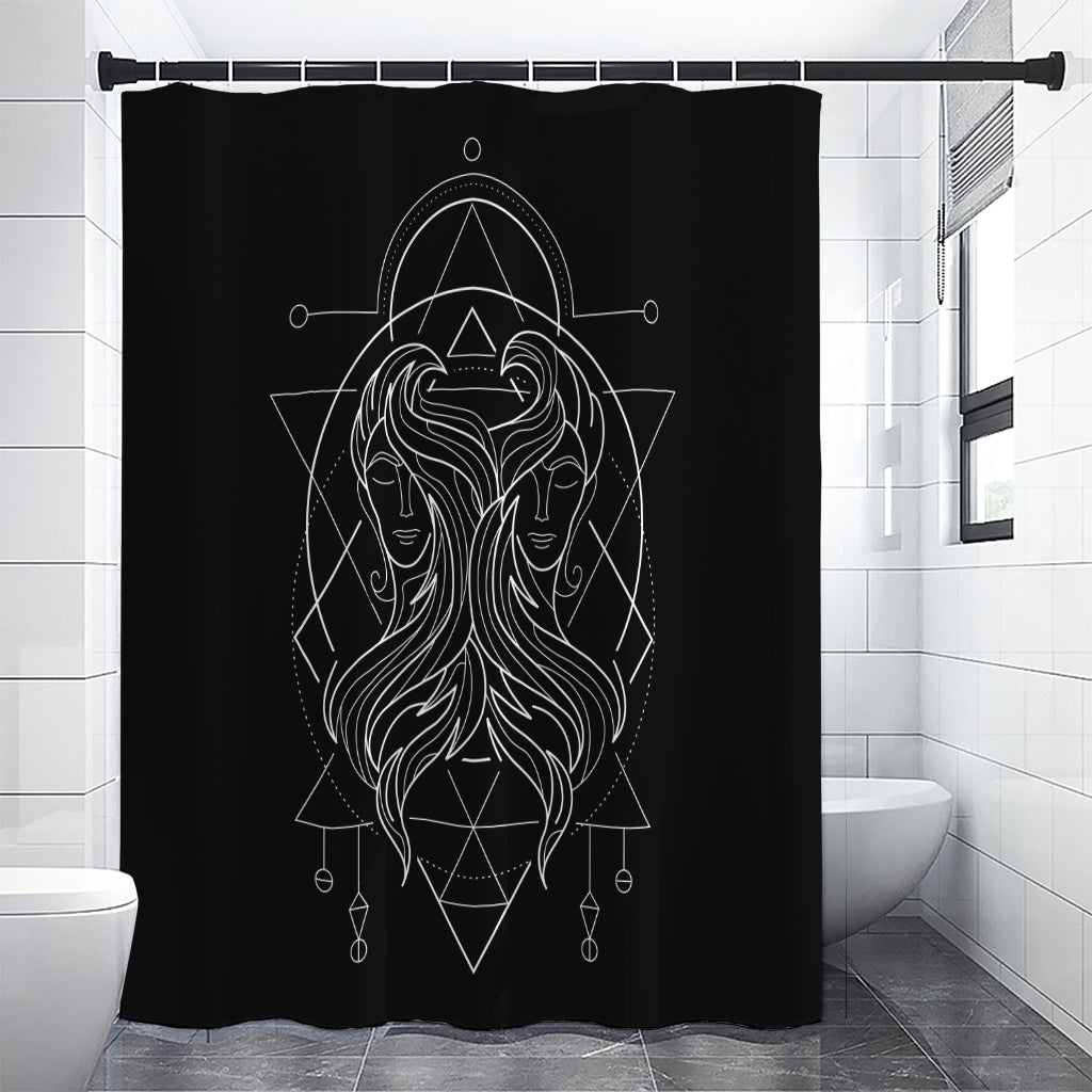 Black And White Gemini Sign Print Premium Shower Curtain