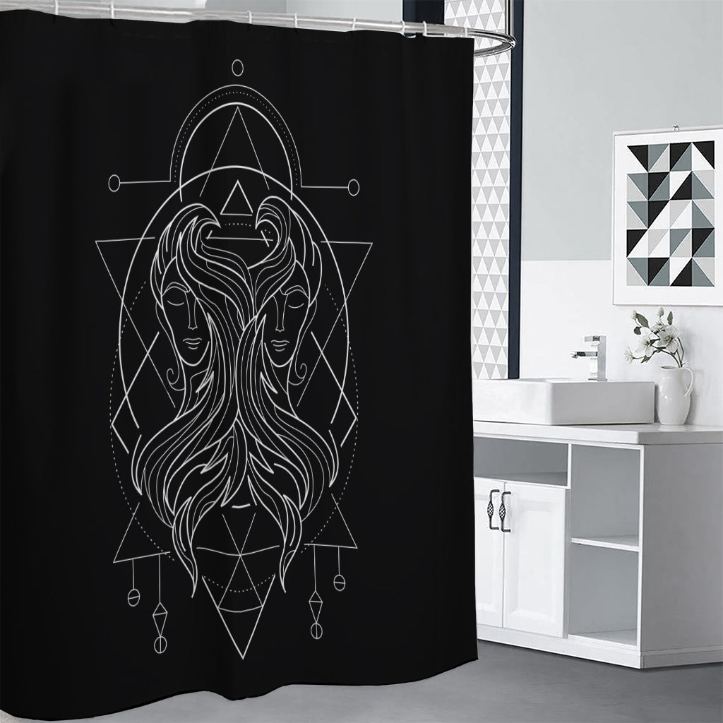 Black And White Gemini Sign Print Premium Shower Curtain