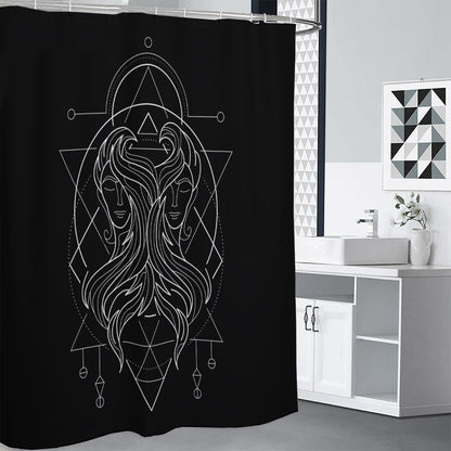 Black And White Gemini Sign Print Premium Shower Curtain
