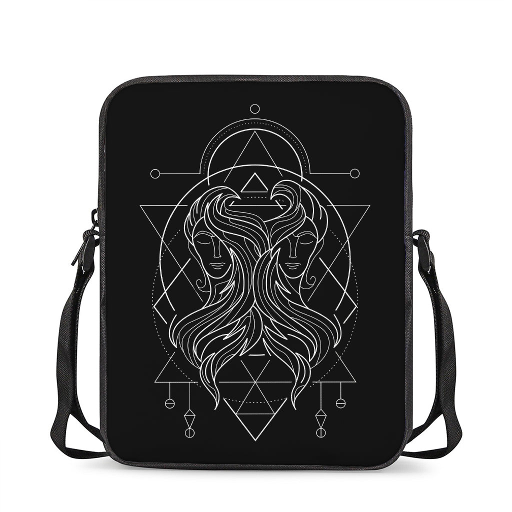 Black And White Gemini Sign Print Rectangular Crossbody Bag