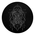 Black And White Gemini Sign Print Round Blanket