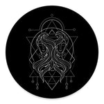 Black And White Gemini Sign Print Round Floor Mat