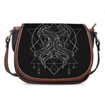 Black And White Gemini Sign Print Saddle Bag
