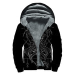 Black And White Gemini Sign Print Sherpa Lined Zip Up Hoodie