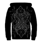 Black And White Gemini Sign Print Sherpa Lined Zip Up Hoodie