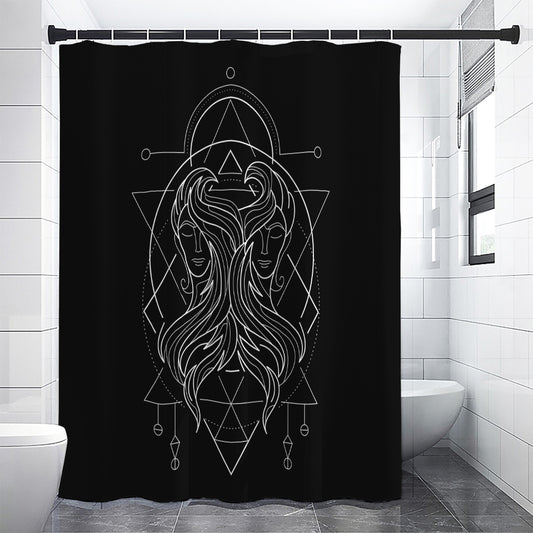 Black And White Gemini Sign Print Shower Curtain