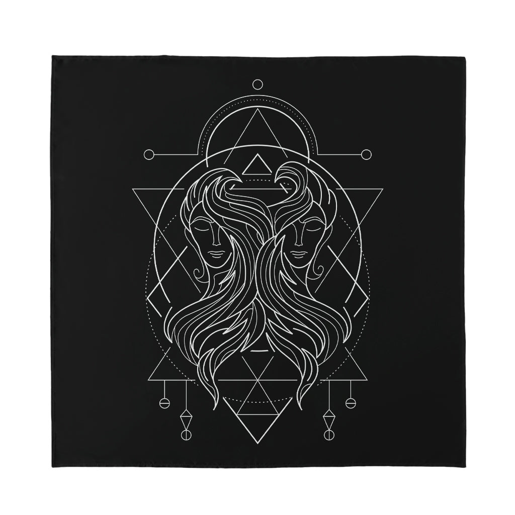 Black And White Gemini Sign Print Silk Bandana