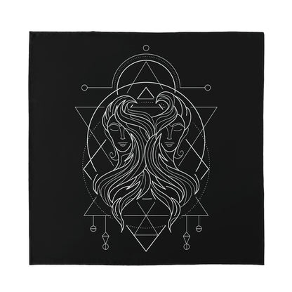 Black And White Gemini Sign Print Silk Bandana