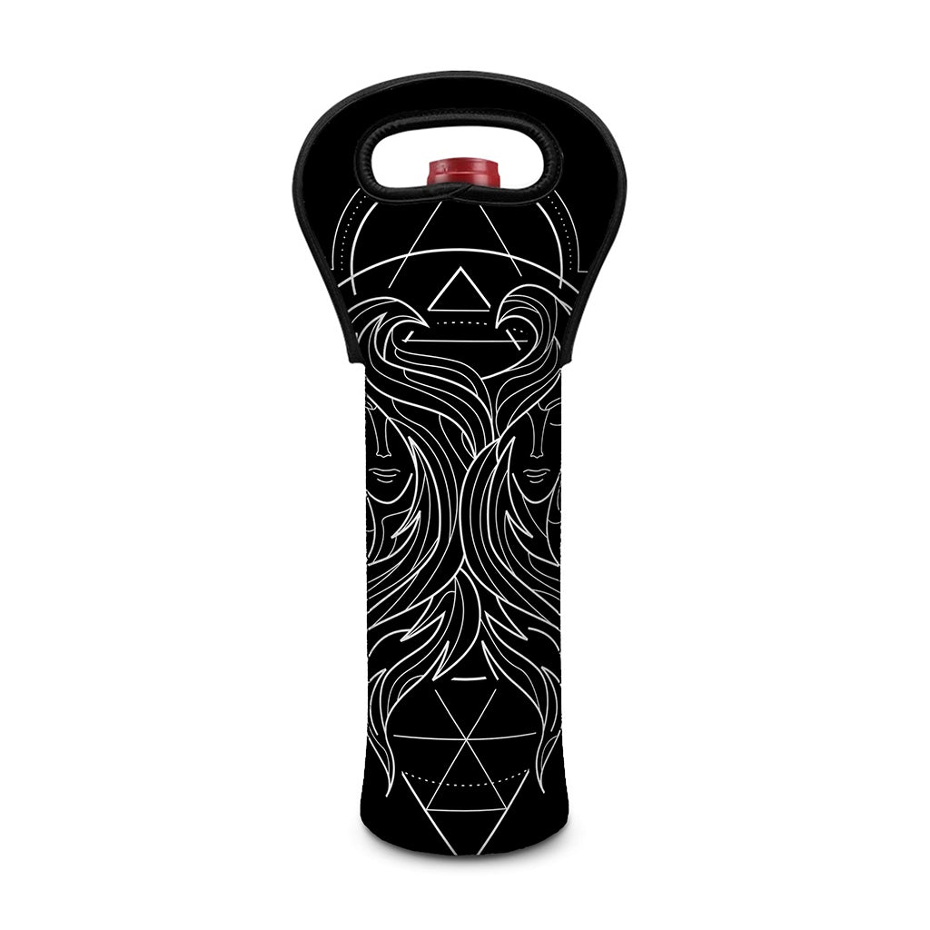 Black And White Gemini Sign Print Single Neoprene Wine Tote
