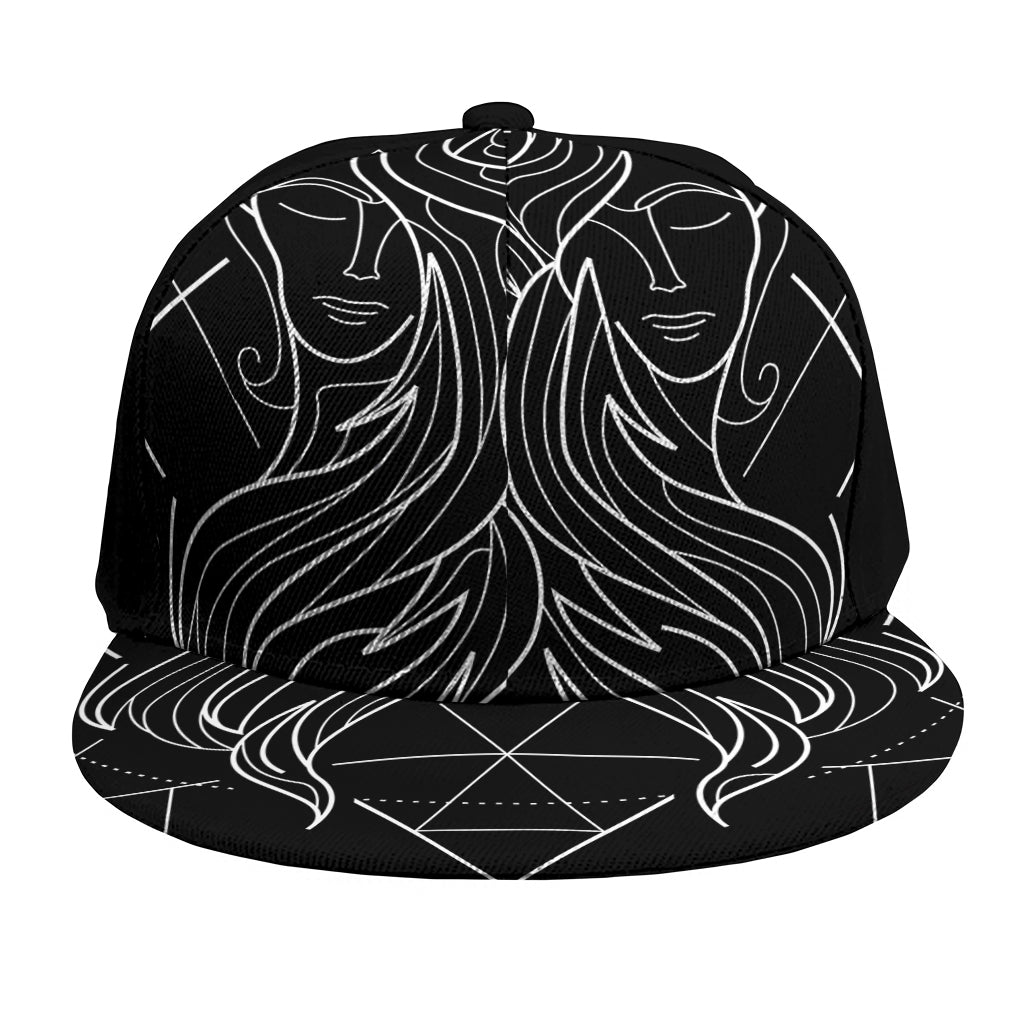 Black And White Gemini Sign Print Snapback Cap