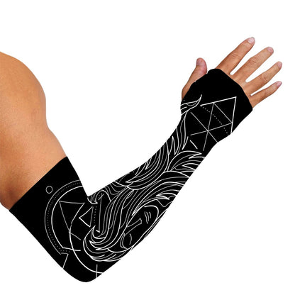 Black And White Gemini Sign Print Sun Protection Arm Sleeves
