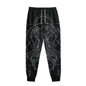 Black And White Gemini Sign Print Sweatpants