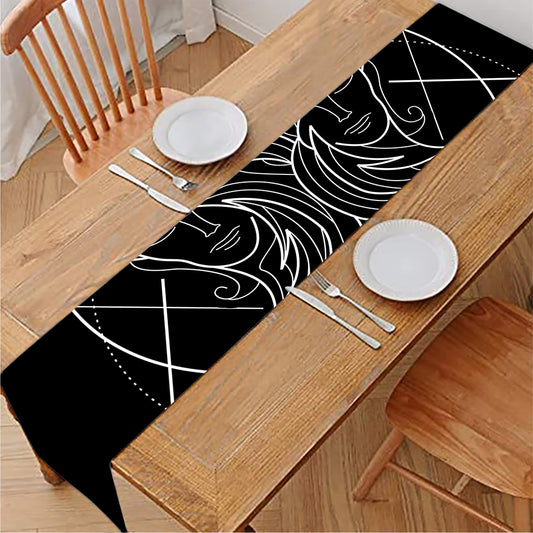 Black And White Gemini Sign Print Table Runner