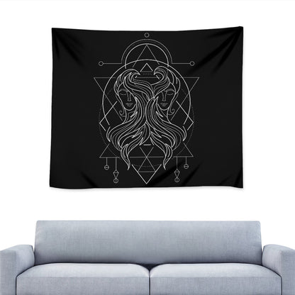 Black And White Gemini Sign Print Tapestry