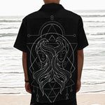 Black And White Gemini Sign Print Textured Short Sleeve Shirt