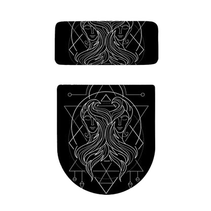 Black And White Gemini Sign Print Toilet Lid And Tank Cover Set