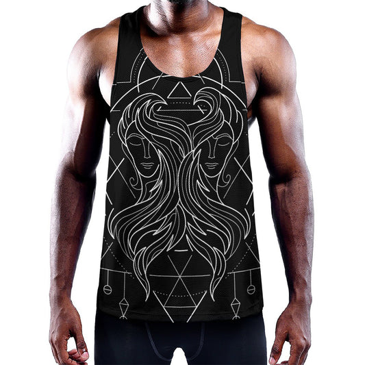 Black And White Gemini Sign Print Training Tank Top