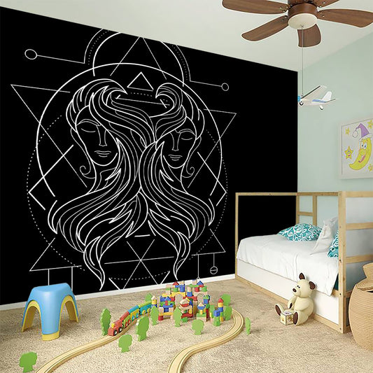Black And White Gemini Sign Print Wall Sticker