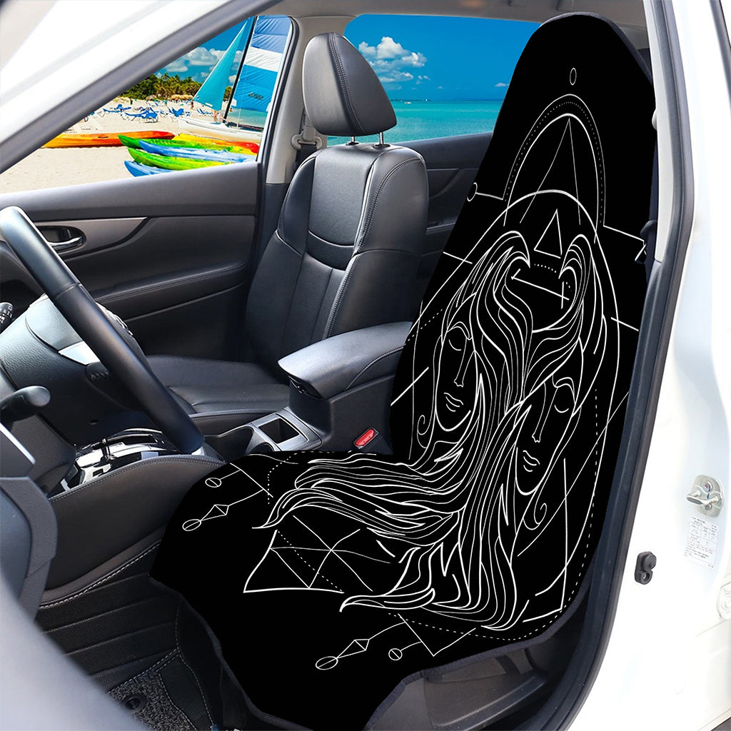 Black And White Gemini Sign Print Waterproof Car Seat Cover