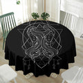 Black And White Gemini Sign Print Waterproof Round Tablecloth